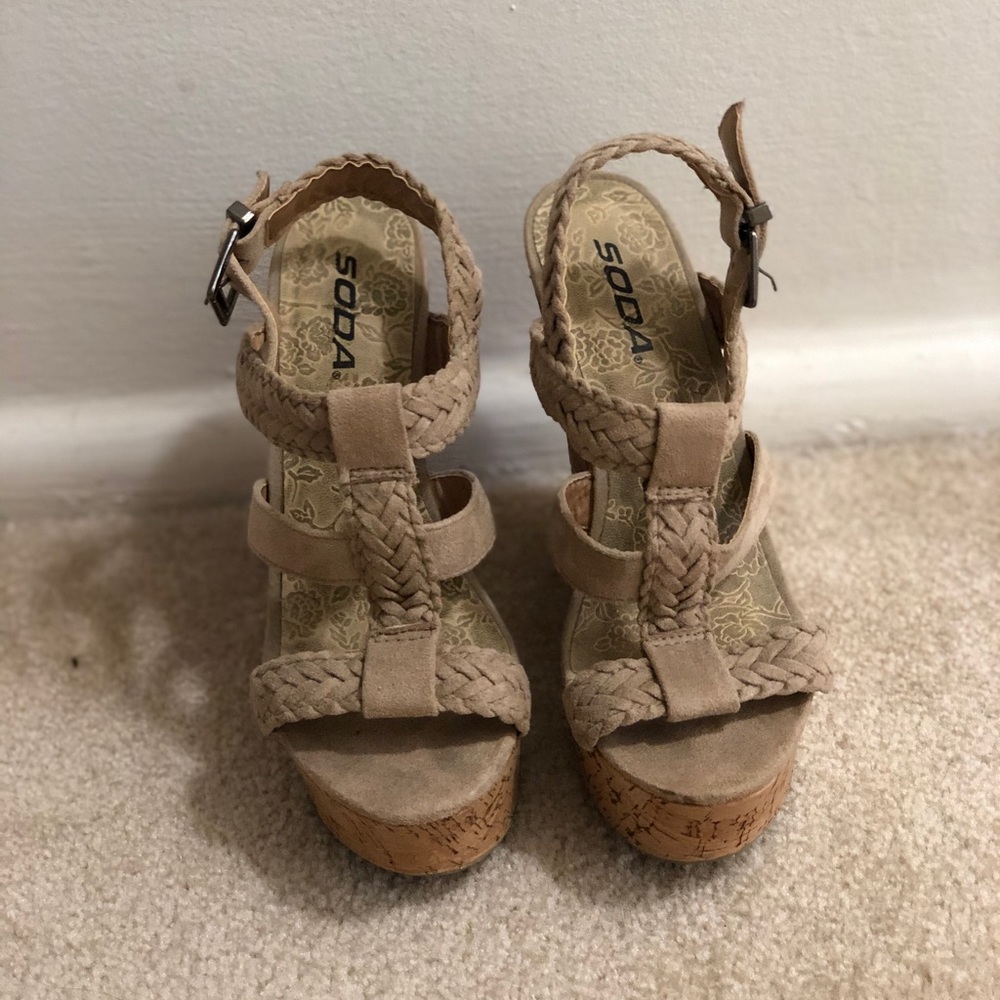 Beige wedges